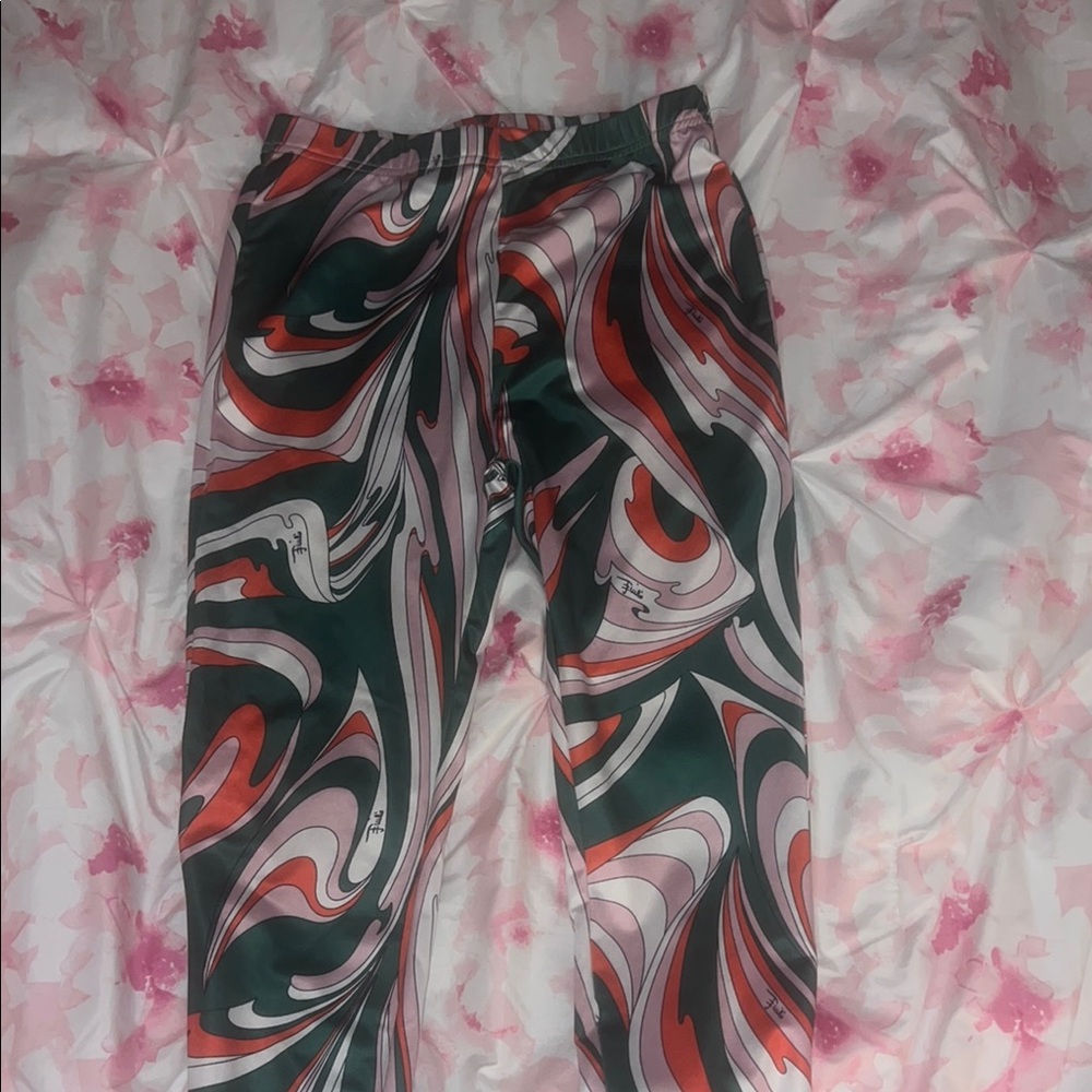 SHEIN Abstract Swirl Red Pink Leggings